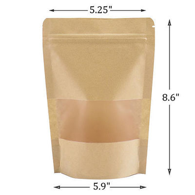 Convenient Brown Kraft Paper Stand Up Bag With Ziplock for Easy Handling and Storage