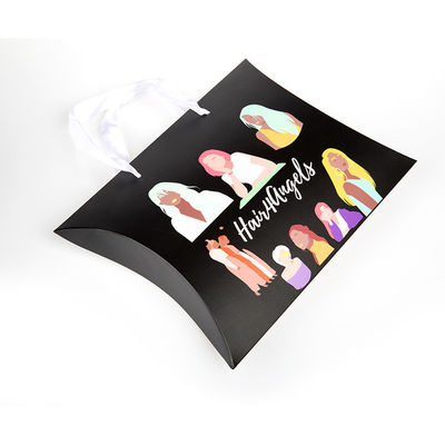 Custom Paper Bags For Hair Extension Packaging Kraft Pillow Box With Hand Length Handle