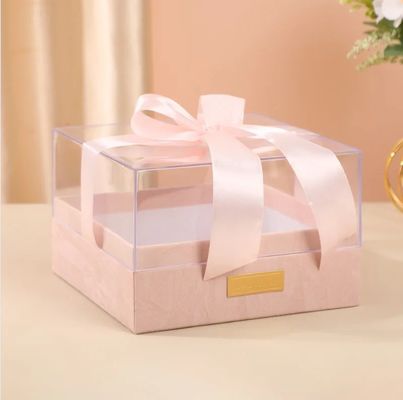 Paper Gift Packing Box with Ribbon Custom Acrylic Cover Lid Transparent Chocolate Box