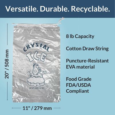 Freezer Plastic Ice Cube Plastic Bag Customized Durable Reusable Mercantile 10 Lb Bags