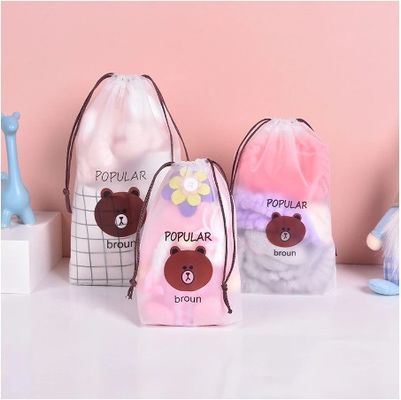 Poly Drawstring Bag EVA Frosted Plastic Drawstring Storage Bag for Clothing Custom Logo
