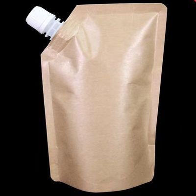 Stand Up Spout Pouch for Cream Cosmetic Liquid Kraft Paper Plastic Laminating Material