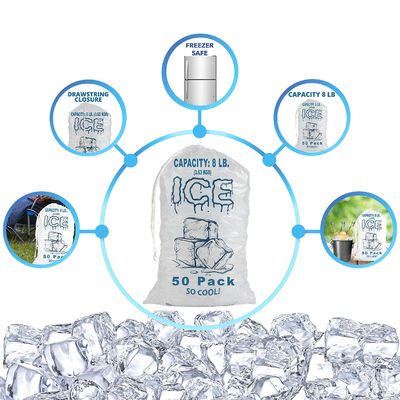 10 Lb Customized Durable Reusable Biodegradable Plastic Ice Bags for Ice Cube Storage