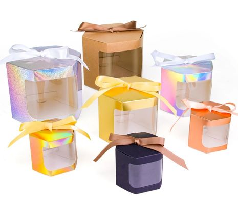 Customized White Cardboard Cake Box with Window 4 and 6 Hole Cupcake Packaging Box