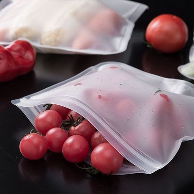 Reusable Leakproof Silicone Food Storage Bag with Zipper Top and Self Sealing Design