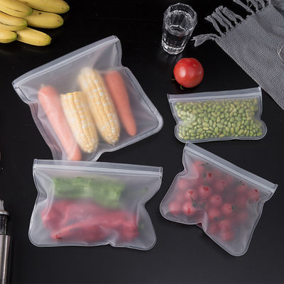 Reusable Leakproof Silicone Food Storage Bag with Zipper Top and Self Sealing Design