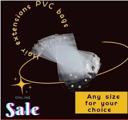 Transparent Pvc Bag Hair Extension Plastic Packaging With Logo Customized For Cosmetic