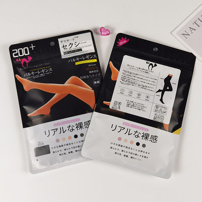 Waterproof Self Sealing Zipper Packaging Bag for Silk Stockings Bareleg Tights Sock