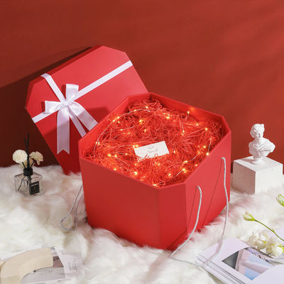Square Novelty Ribbon Birthday Gift Box Packing Box Paper Gift for Customized Logo Size