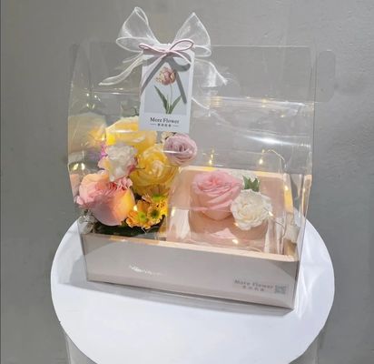 DIY Transparent Flower Cake Boxes PVC Wedding Christmas Birthday Gift Packaging with Handles