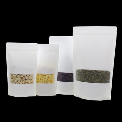 Gravure Printing Kraft Paper Bag With Clear Window Food Grade With Zipper Moisture Proof
