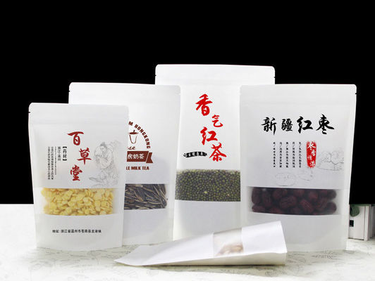 Kraft Paper Bags With Your Own Design And Window And Heat Seal And Zipper Top
