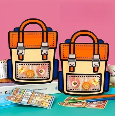 Customizable and Fun Transparent Cartoon Reusable Backpack Shaped Zipper Plastic Gift Bag