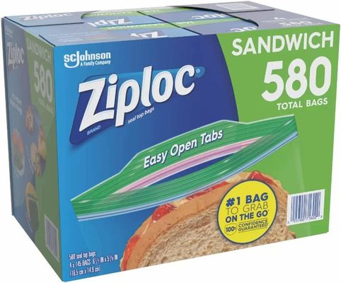 Plastic PP Gravure Printing Easy Open Tabs Sandwich LDPE Freezer Ziplock Bags