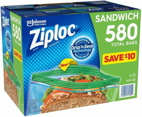 Plastic PP Gravure Printing Easy Open Tabs Sandwich LDPE Freezer Ziplock Bags