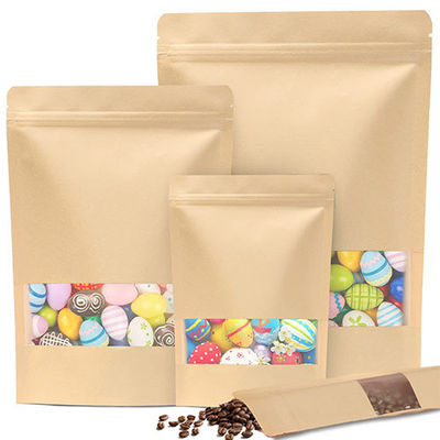 Disposable Brown/White Kraft Paper Bag for Food Storage Custom Printed Ziplock Package
