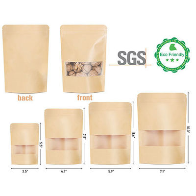 Disposable Brown/White Kraft Paper Bag for Food Storage Custom Printed Ziplock Package