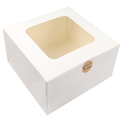 Custom Order Accepted 12 x 12 x 6 Inch Square Cardboard Cake Box with Window