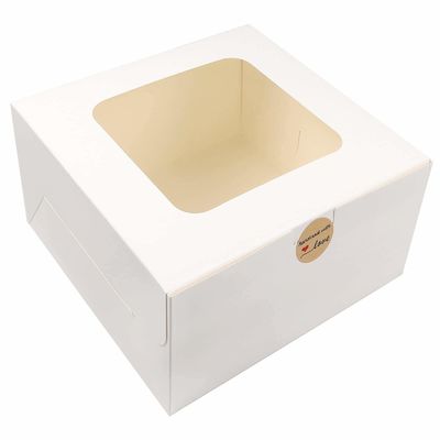 White Paper Bakery Box with Window Square Cardboard Disposable Cake Box