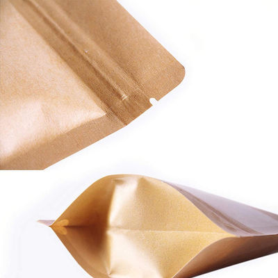 Convenient Brown Kraft Paper Stand Up Bag With Ziplock for Easy Handling and Storage