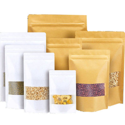 Zipper Top Kraft Paper Food Packaging Bag with Self-supporting Design and PE Material
