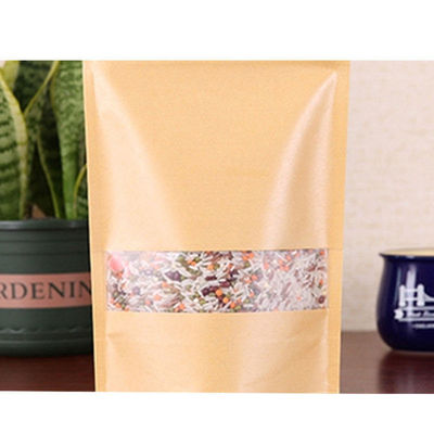 Zipper Top Kraft Paper Food Packaging Bag with Self-supporting Design and PE Material