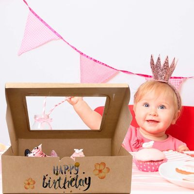 Food Industry Brown Kraft Paper 12 Count Bakery Carrier Box for Muffins Pastries Cupcake