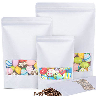 Kraft Paper Bag with Resealable Lock Seal Zipper and Stand Up Design Transparent Window