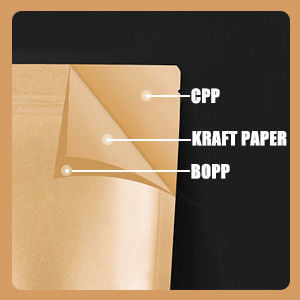 Kraft Paper Bag with Resealable Lock Seal Zipper and Stand Up Design Transparent Window