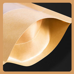 Kraft Paper Bag with Resealable Lock Seal Zipper and Stand Up Design Transparent Window
