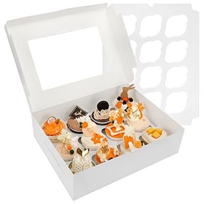 12x12x12 Kraft Paper Custom Cupcake Packing Cake With Clear Window