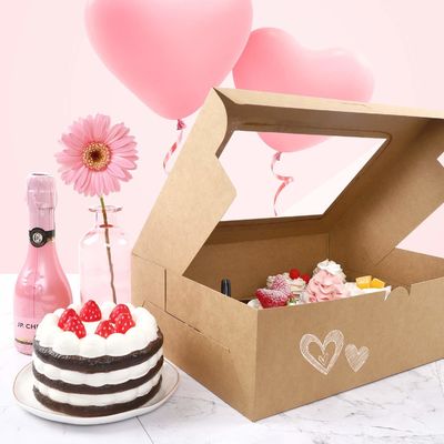 12x12x12 Kraft Paper Custom Cupcake Packing Cake With Clear Window
