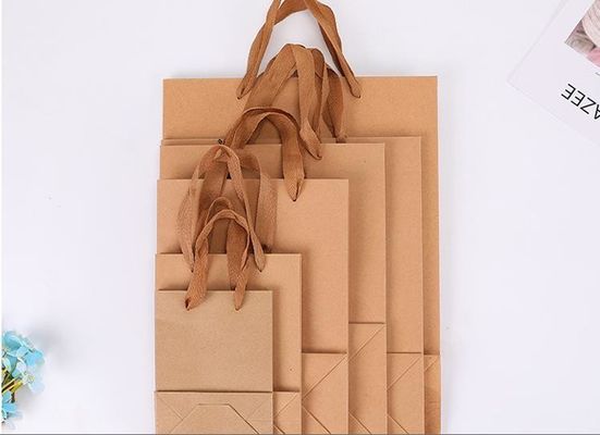Gravnre Printing Recyclable Kraft Paper Bag for Household Products Grocery Shopping