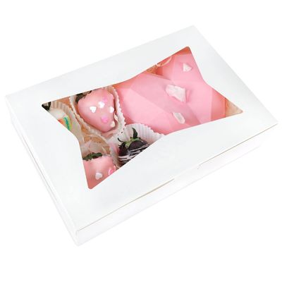 White 12 x12 x12 Cookie Pastry Packing Desserts Cake Donut Box with Clear Window