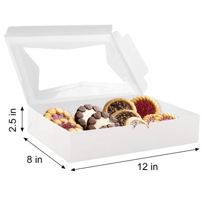 White 12 x12 x12 Cookie Pastry Packing Desserts Cake Donut Box with Clear Window
