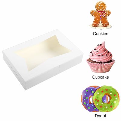 White 12 x12 x12 Cookie Pastry Packing Desserts Cake Donut Box with Clear Window