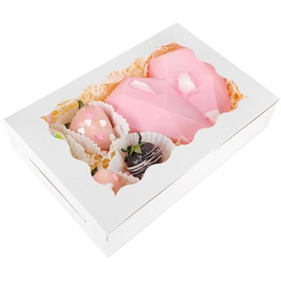 White 12 x12 x12 Cookie Pastry Packing Desserts Cake Donut Box with Clear Window