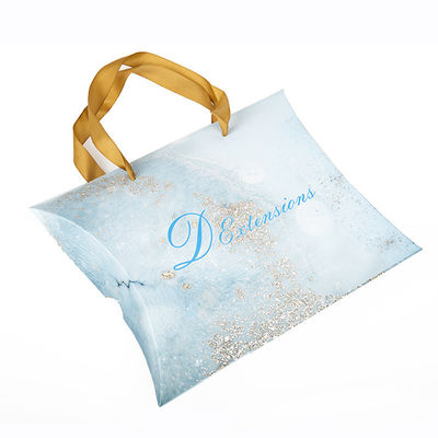 Custom Paper Bags For Hair Extension Packaging Kraft Pillow Box With Hand Length Handle