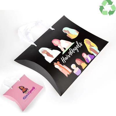 Custom Paper Bags For Hair Extension Packaging Kraft Pillow Box With Hand Length Handle