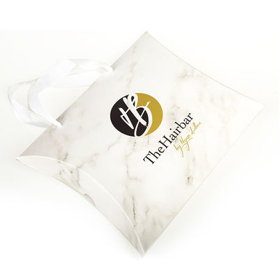 Custom Paper Bags For Hair Extension Packaging Kraft Pillow Box With Hand Length Handle