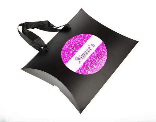 Custom Paper Bags For Hair Extension Packaging Kraft Pillow Box With Hand Length Handle