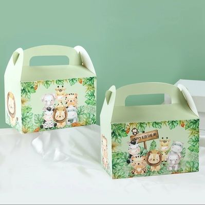 Custom Animal Print Handle Paper Box for Kids' Jungle Theme Birthday and Baby Shower