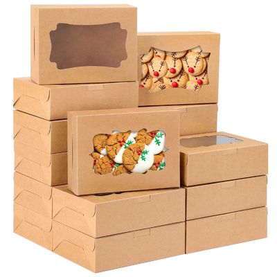 Transparent Bento Donut Cake Pastry Cookie Cupcake Box with Clear Window Kraft Paper