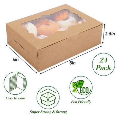 Transparent Bento Donut Cake Pastry Cookie Cupcake Box with Clear Window Kraft Paper