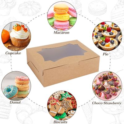 Transparent Bento Donut Cake Pastry Cookie Cupcake Box with Clear Window Kraft Paper