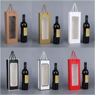 Custom Luxury Paper Prime Branded Packing Wine Bottle Bags For Whisky Alcohol Gifts