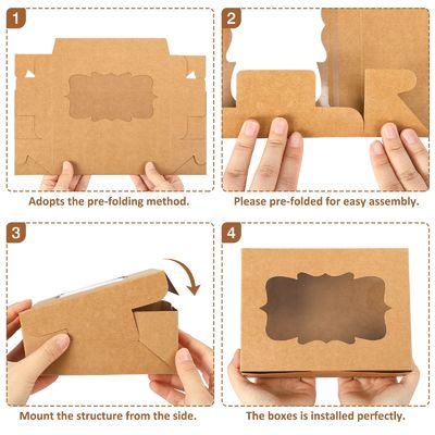 White Food Grade Craft Paper Bakery Biscuit Packaging With PVC Window