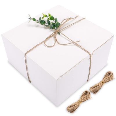 Packing Material White 12 Pack 8x8x4 Inches Square Paper Birthday Party Gift Box with Lids