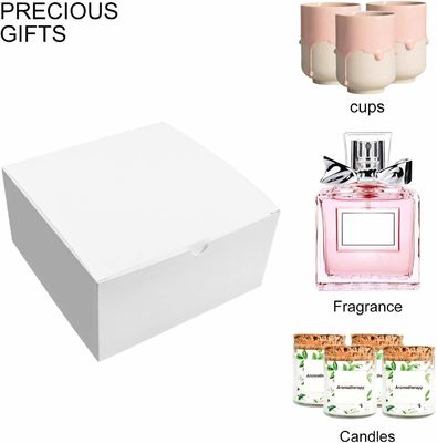 Packing Material White 12 Pack 8x8x4 Inches Square Paper Birthday Party Gift Box with Lids