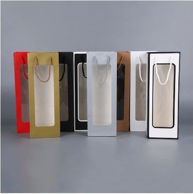 Customized Color 2 ply Packing Kraft Paper Wine Bottle Whisky Gifts Bags for Fashion